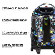 J World Boys and Girls Sunrise 18 Rolling Backpack for School and Travel, Cubes