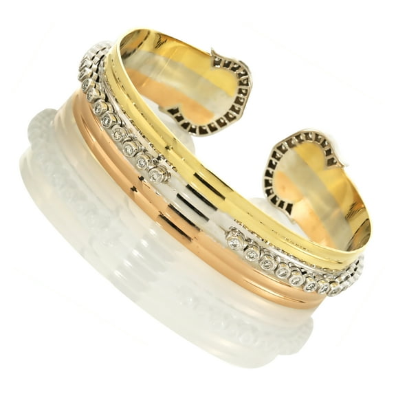 18K White  Yellow Rose Gold Fancy Ladies Bracelet with Diamonds Cuff