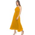 thumbnail image 2 of eloria Women's Long A-line Dress Party Wear Strip Dress Size: L | Color: Dark Yellow, 2 of 5