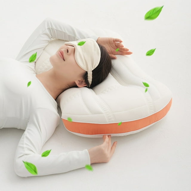 Qaailabf Orthopedic Pillow Core - Soft & Comfortable Neck Support - Breathable Natural Fiber Filling | 29x19 Inches | Orange & Green Colors | Machine Washable | Home Use