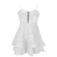 thumbnail image 5 of Lovskoo Sequin Short Dresses For Women 2025 Homecoming Dresses Sparkly Spaghetti Straps Sweet A-Line Elegant Short Prom Cocktail Dress White, 5 of 6