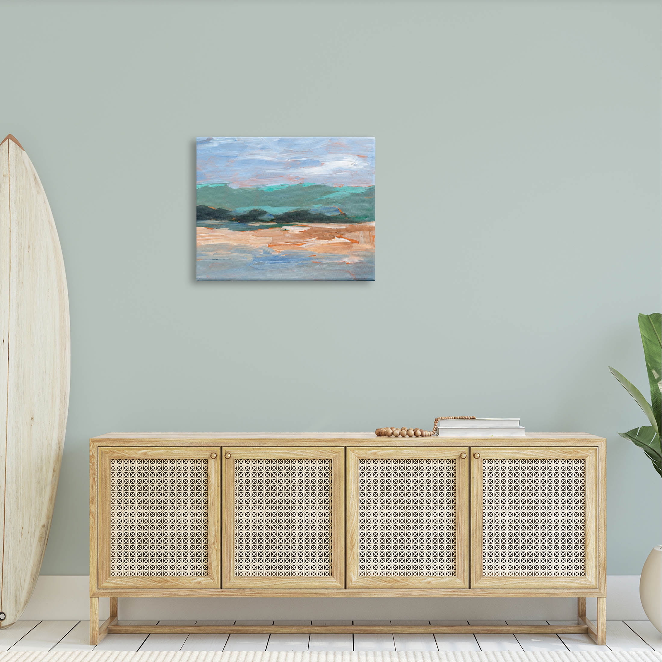 Modern Lake Brushed Scenery Landscape Painting Gallery Wrapped Canvas Print Wall Art