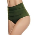thumbnail image 3 of KONDYS Women's High Waisted Bikini Bottom Tummy Control Ruched Bathing Suit Full Coverage Solid Color Swim Bottom, 3 of 4