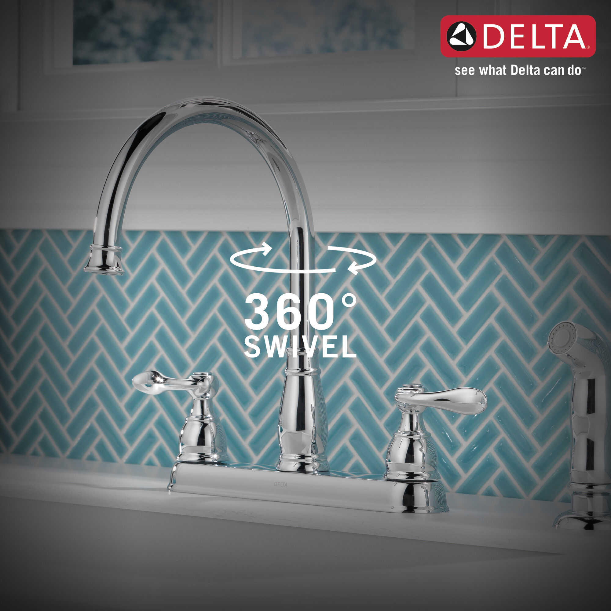 Delta Windemere Two Handle Kitchen Faucet Chrome photo 2