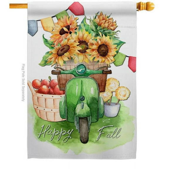 Angeleno Heritage H137192-BO 28 x 40 in. Sunflowers Fall House Flag with Harvest & Autumn Double-Sided Decorative Vertical Flags Decoration Banner Garden Yard Gift