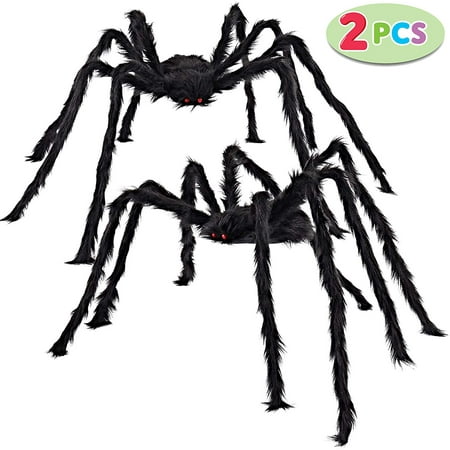 Tayyakoushi 2 Pack 5 Ft. Halloween Outdoor Decorations Hairy Spider (Black)