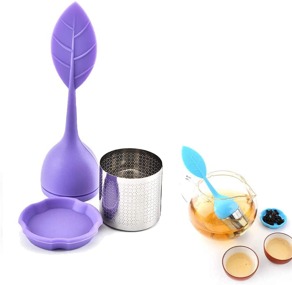 Stainless Steel Mesh Tea Infuser Tea Leaf Strainer Filter Lid Purple 