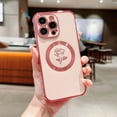 thumbnail image 5 of for iPhone 15 ProMax Case Compatible with MagSafe Cute Rose Flower Magnetic Phone Case for Women Luxury Plating Camera Lens Cover Soft Silicone Shockproof 15 Pro Max Case 6.7" (Pink), 5 of 12