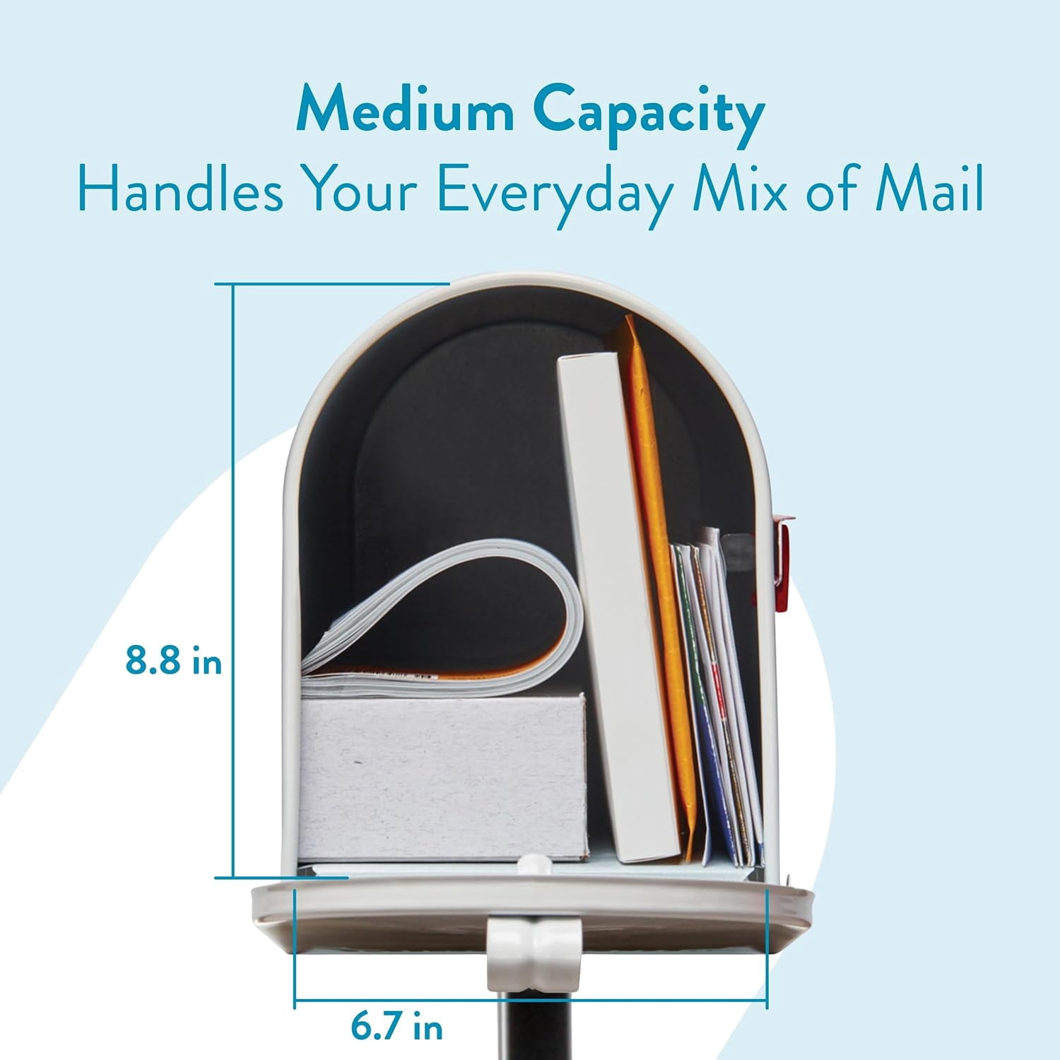 White Metal Curbside Mailbox with Post, Weather-Resistant Steel  Approved for Residential Delivery