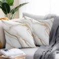 thumbnail image 2 of White Golden Marble Throw Pillow Covers 16x16 Inch Set of 2, Modern Abstract Art Marble Crack Waterproof Outdoor Pillow Covers, Decorative Cushion Pillowcases for Couch, Sofa, Bed, Garden, Patio, 2 of 9