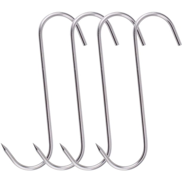 Meat Hook 10 Inch 6mm S-Hooks IBAOLEA Stainless Steel Meat Hooks for  Hanging Processing Butcher Hook 4Pack (Meat Hooks 6mm 10inch) Meat Hooks  6mm 10inch 