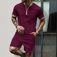thumbnail image 2 of Shorts Courts pour Hommes Pantalons pour Hommes Décontractés Mode Hommes Manches Courtes Col Rabattu Pantalons Survêtement Deux Pièces Manches pour Hommes Pantalons pour Hommes Mode, 2 of 8