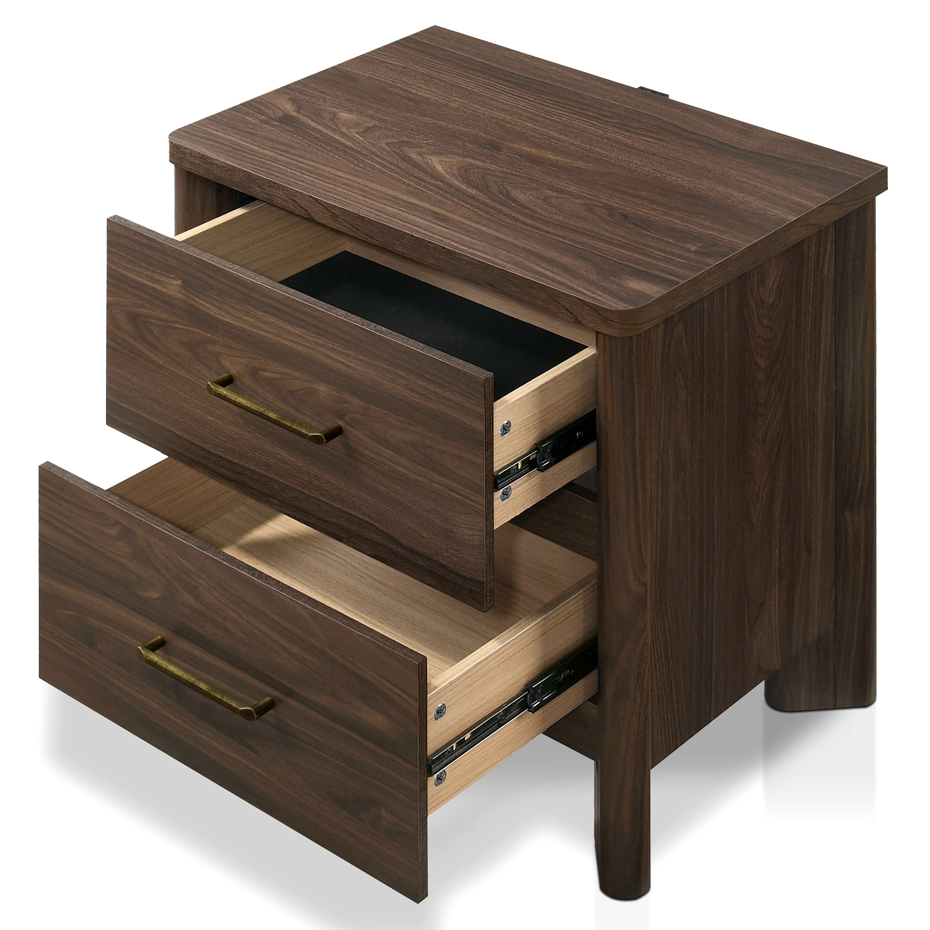 Furniture of America Gracie Modern Wood 2-Drawer Kids Nightstand with USB Ports, Walnut
