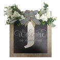 thumbnail image 2 of Cartel de bienvenida de madera personalizado - corona de puerta principal pintada a mano de 16x14 pulgadas con cinta para decoración del hogar durante todo el año, 2 of 4
