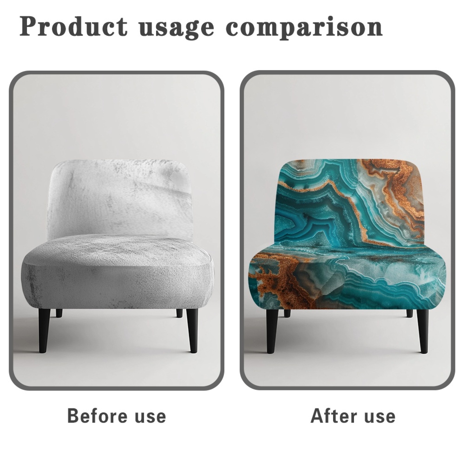 ZIATUBLES Small Armless Slipper Accent Chair Cover Slipcover Stretch Non-Slip Armless Couch Cover Washable Modern Sofa Furniture Protector Cover for Living Room, Blue Brown Marble