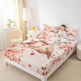 thumbnail image 4 of Homewish Kawaii Couple Bird Twin Sheet Sets, Romantic Love Heart Twin Fitted Sheet, Pink Cherry Blossoms Flat Sheet, Lightweight Room Decor, 3 Pieces, 4 of 7