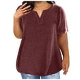 thumbnail image 2 of Plus Size Tops for Women, V Neck T Shirts for Women Short-Sleeve V-Neck T-Shirt Sexy Wrap Shirt Short Sleeve Tunic Top Shirts Womens Summer Tops Loose Tops Blous #2, 2 of 6