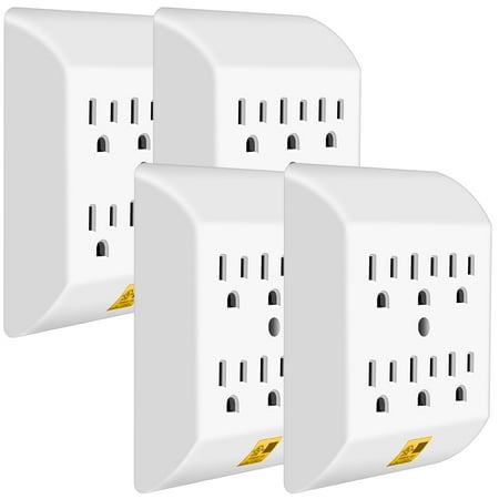Multi Outlet - Multi Plug Outlet 4 PACK, ANKO Wall Mount power strip with 6 Outlet Tap(4 PACK)
