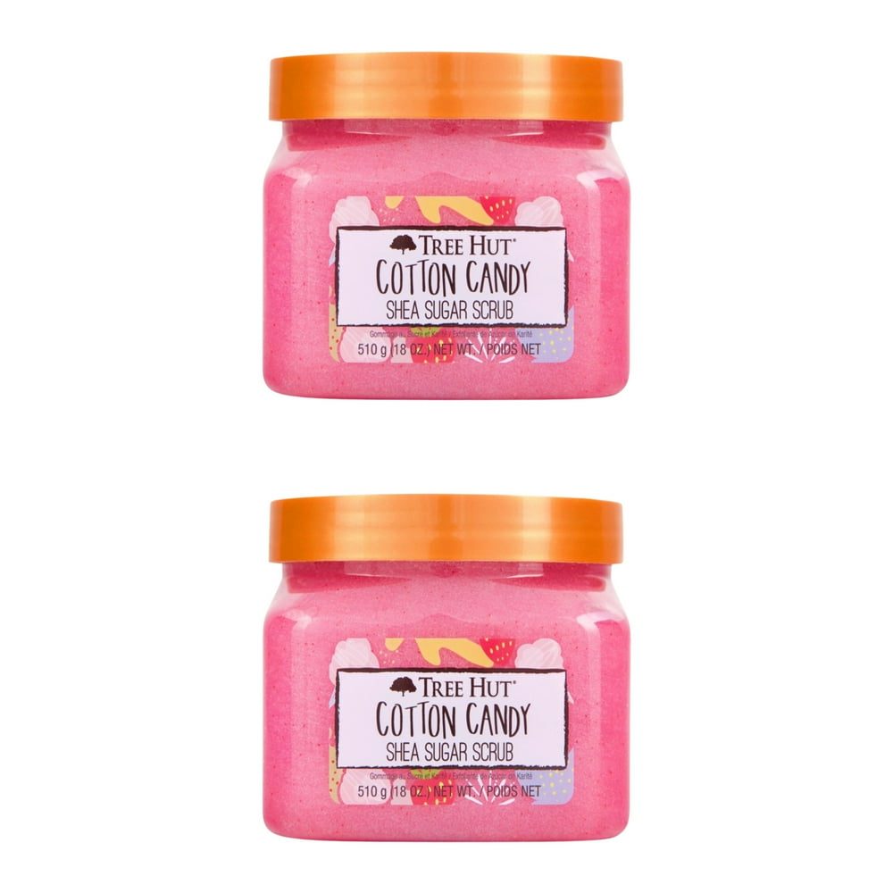 Tree Hut Shea Sugar Exfoliating Body Scrub Cotton Candy 2 pack of 18 oz