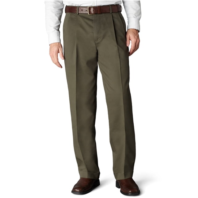 Dockers - Pantalones de vestir para hombre, ajuste relajado, con puños plisados, verde, 44 W x 30 L Dockers pantalones