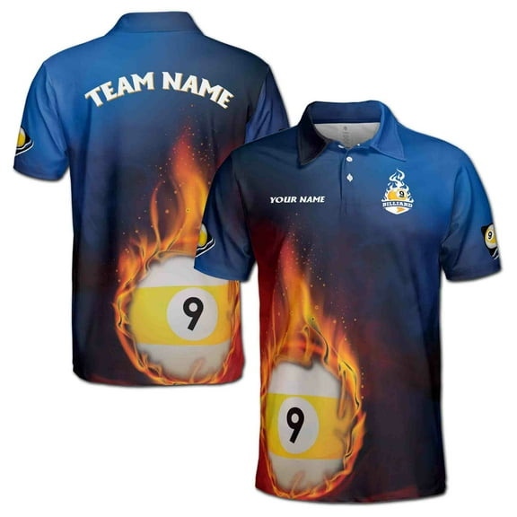 Personalized Play On Flame Billiard 9 Balls Men's Polo Shirt S-5XL