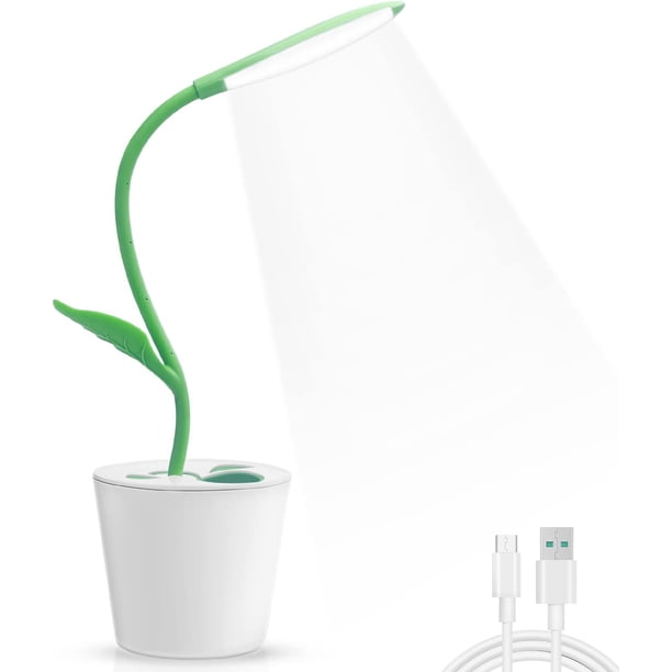 Lámpara de escritorio para niños, lindas lámparas de mesa para aula para niños, estudiantes y adultos, mini lámpara LED táctil USB flexible verde con atenuador de 3 niveles, lámpara portalápices (verd