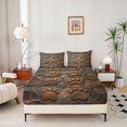 thumbnail image 2 of Manfei Stone Carved Paw Fitted Sheet Queen, Rustic Animal Footprint Bedding, Dark Brown, 3pcs, 1 Fitted Sheet and 2 Pillowcases, 2 of 6