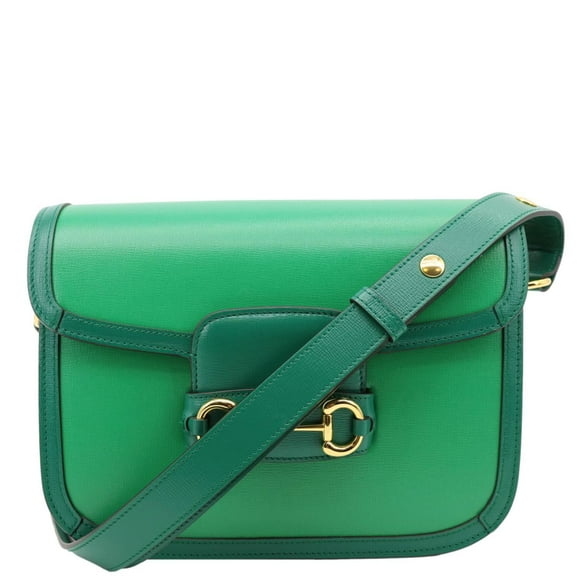 Pre-Owned Gucci Horsebit 1955 Small Leather Shoulder Bag Green 602204
