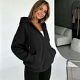 thumbnail image 5 of Oversized Zip Up Hoodie Women Casual Long Sleeve Sweatshirt Fall Winter Track Jackets, 5 of 6