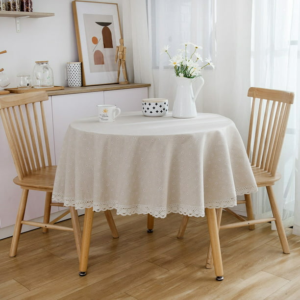 150cm Round Tablecloth Cotton Linen, Tablecloths For Small Round Tables