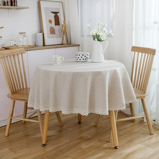 150cm Round Tablecloth Cotton Linen Dining Table Cover Backdrop Daisy Decor Com 150cm Round Tablecloth Cotton Linen, Tablecloths For Small Round Tables