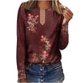 thumbnail image 1 of Pompotops Femmes Dames Col Rond Hauts Amples Décontractés T-Shirts Imprimés Blouse à Manches Longues en Solde, 1 of 5