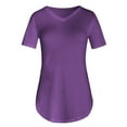 thumbnail image 3 of Cathalem Hauts Courts Oversize pour Femmes, Col Rond, Tricotés, Unis, Amples, Décontractés, Basiques, Blouses, Violet TG, 3 of 4