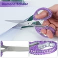 thumbnail image 4 of Bling Pasted Crystal 4 Piece Office Stationery Set,Desk Accessory Kit, Home Office Necessary- Stapler & Desktop Tape Dispenser & Ballpen & Scissor (Purple), 4 of 7