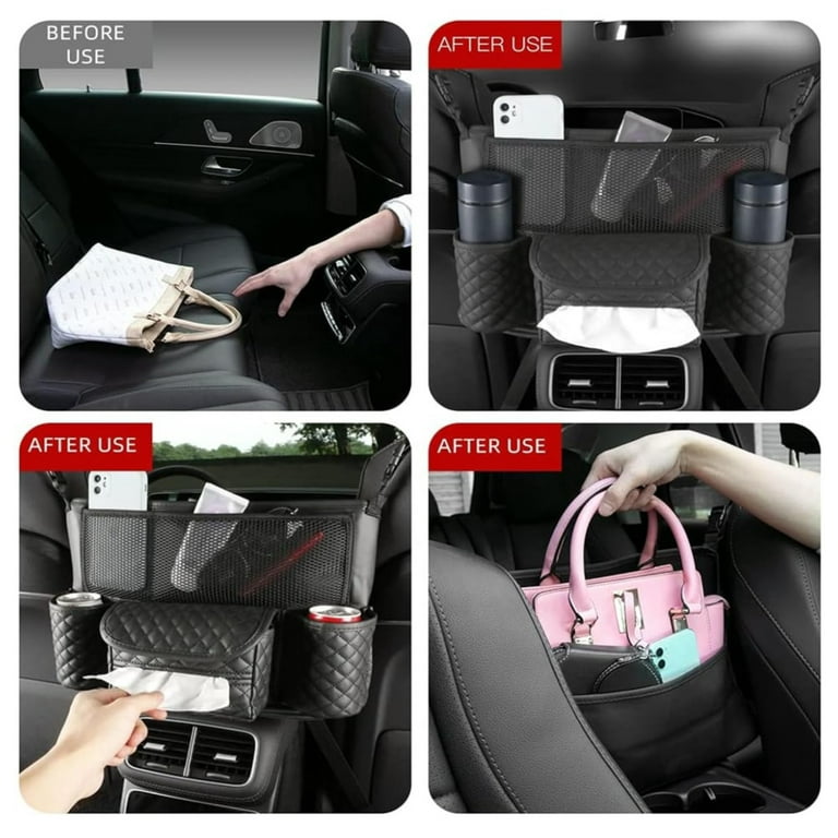 Car Purse Handbag Holder Between Seat, Multi-Pocket Car Seat Organizer,  Black 