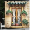 thumbnail image 4 of Ambesonne Rustic Shower Curtain, Old Window and Flowers, 69"Wx84"L, Beige Green, 4 of 5