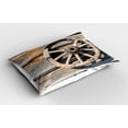 thumbnail image 2 of Ambesonne Wagon Wheel Pillow Sham 2 Pack, Log Wall Cart, 26"x20", Umber Beige, 2 of 3