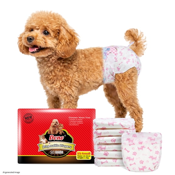 Dono Disposable Female Dog Diapers, Super-Absorbent, 360°Leak-Proof, XX-Small 20 Count