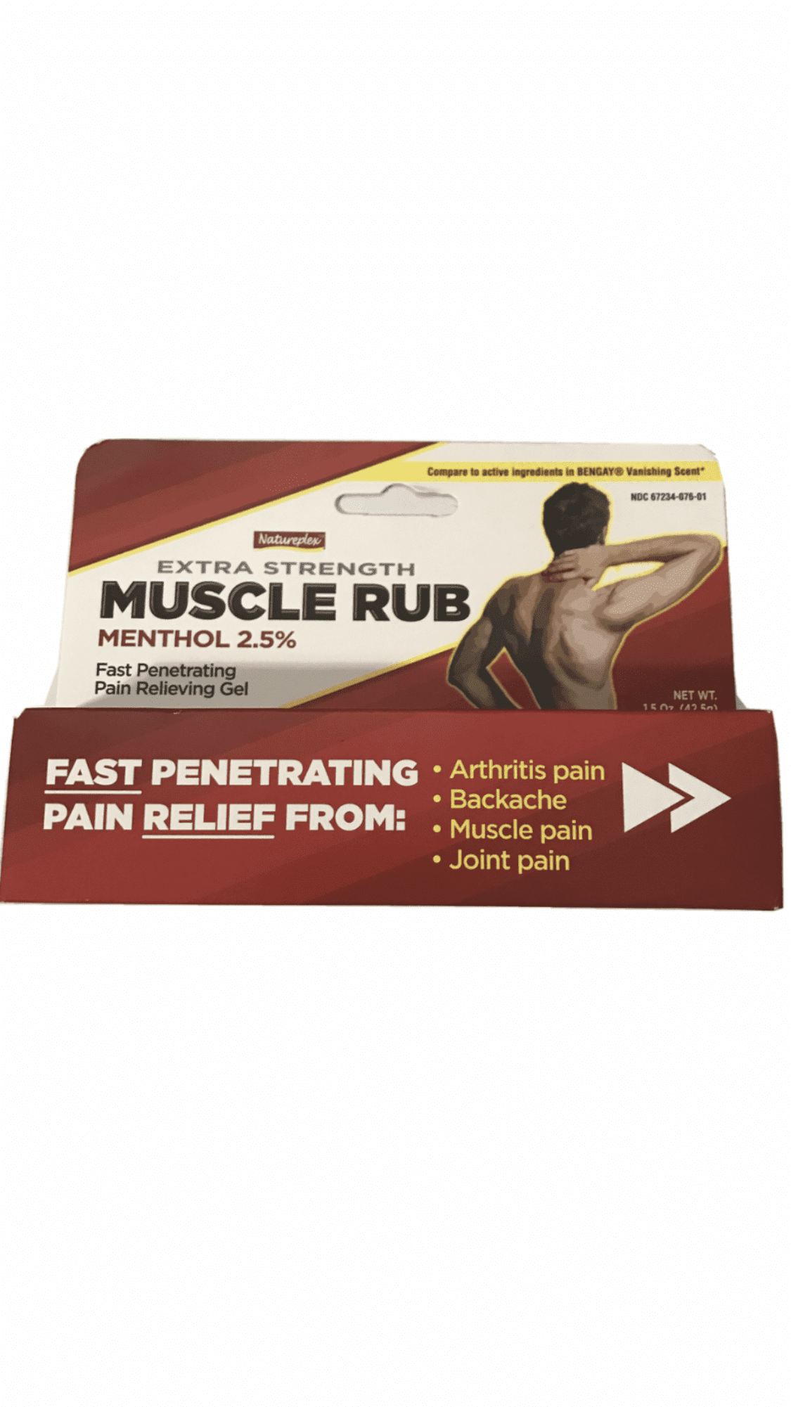 Natureplex Assured Extra-Strength Pain Relieving Muscle Rub Gel with Menthol 2.5% 1.5 oz Tube