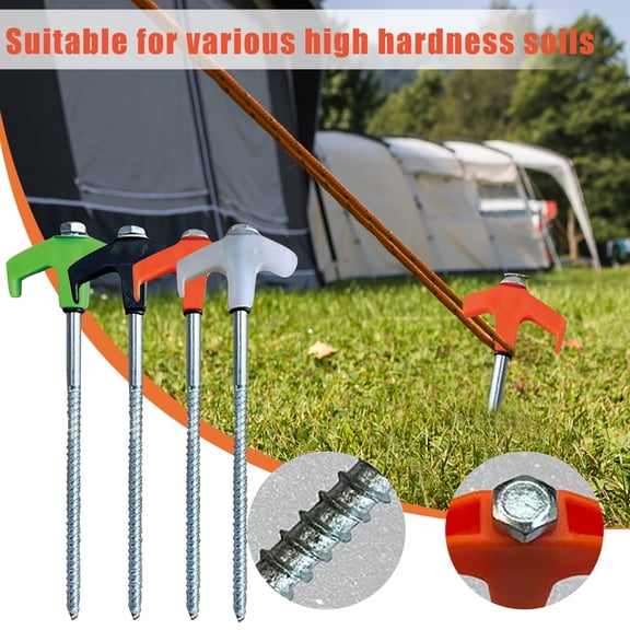 THOPBPRK Spiral Ground Anchor with Rotating Handle for Camping Tents and Beach Umbrellas Heavy Duty Outdoor Stakes for Canopy Tie Downs and Gardening Support Accessories, 1Pcs Black
