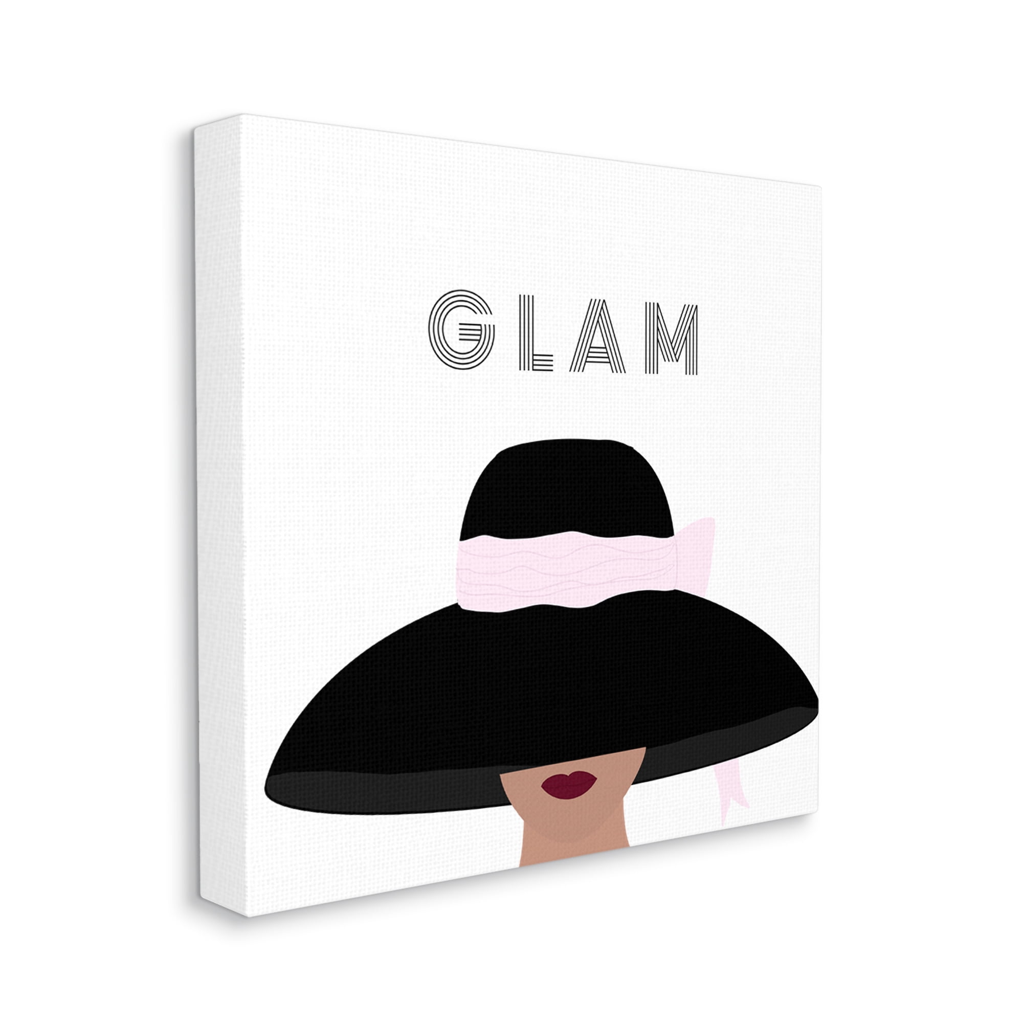 Stupell Industries Glam Text Fashionista Female Black Pink Hat , 24 x 24, Design by Ashley Singleton