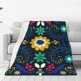 thumbnail image 1 of Fotbe Colorful Mexican Flower Manta de Franela Acolchonada con Estampado, Súper Suave y Esponjosa, Extra Grande para Sofá, Cama, Uso Todo el Año-60"x50", 1 of 7