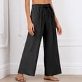 thumbnail image 5 of CAIXIA Wide Leg Pants for Women Flowy Palazzo Drawstring Elastic Waist Trousers with Pockets Summer Beach Vacation Clothes, 5 of 7