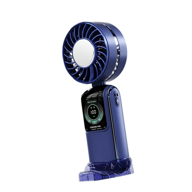 Ventilador de mano pequeño con ruido de pantalla LED bajo 35dB Cargo USB práctico 100 Ventilador personal de velocidad ajustable para el estado físico azul