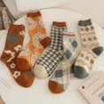 thumbnail image 5 of Retro Flower Socks, Women's Wool Socks For Autumn, Winter Mid-calf Socks, Thickened And Velvet Outer Stockings For Winter Cotton Socks, 5 of 5