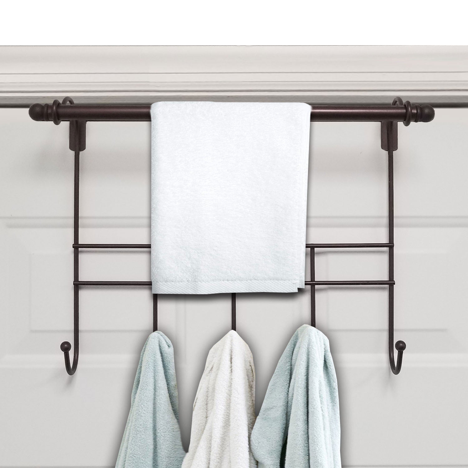 2 Tier Home Bath Wall Mount Storage Towel Rack Foldable No Tools Required Bronze 