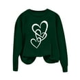 thumbnail image 6 of Jinhomg Casual Crewneck Sweatshirt for Women Holiday Cute Heart Print Loungewear Tops Fall Lightweight Comfy Long Sleeve Sweatshirts Green M, 6 of 7
