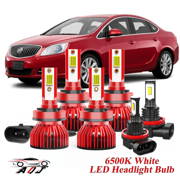 For Buick Verano 2012-2017 Combo LED Headlight High Low Beam Bulbs 6 Pack, 6,500K Cool White 30,000LM Super Bright