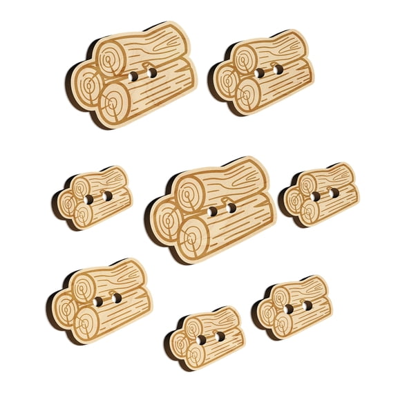 Stack of Logs Firewood Wood Buttons for Crochet Knitting Sewing DIY Craft - 1.00 Inch Medium (7pcs)