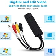 USB Video Capture Converter, Digitize and Edit Video, VCR VHS to DVD, Analog Video to Digital PC for Windows 7 8 10